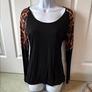 Black and Brown Leopard Print Women's Top